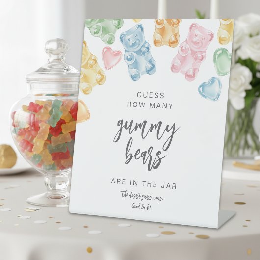 Watercolor Gummy Bears Baby Shower Game Sockelschild