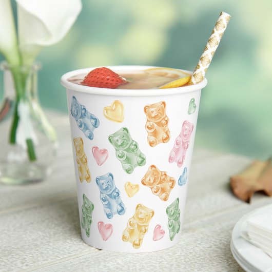 Watercolor Gummy Bears Baby Shower Pappbecher
