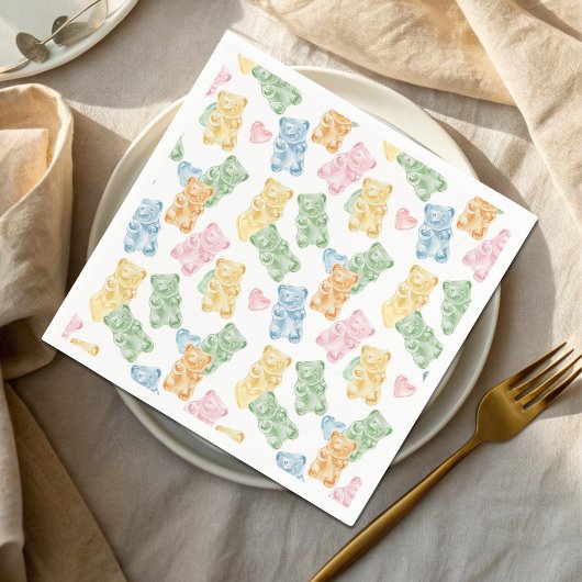 Watercolor Gummy Bears Baby Shower Serviette