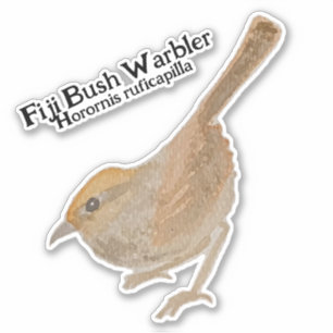 Watercolor H. ruficapilla Fiji Bush Warbler Aufkleber