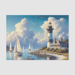 Watercolor Hafenstadt Leuchtturm Seidenpapier