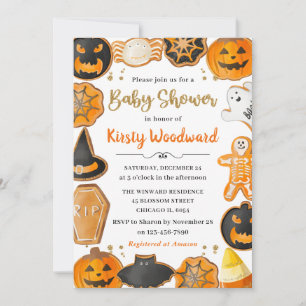 Watercolor-Halloween-Kekse Baby Shower Einladung