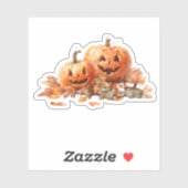 Watercolor Halloween Pumpkins with Autumn Leaves O Aufkleber (Blatt)