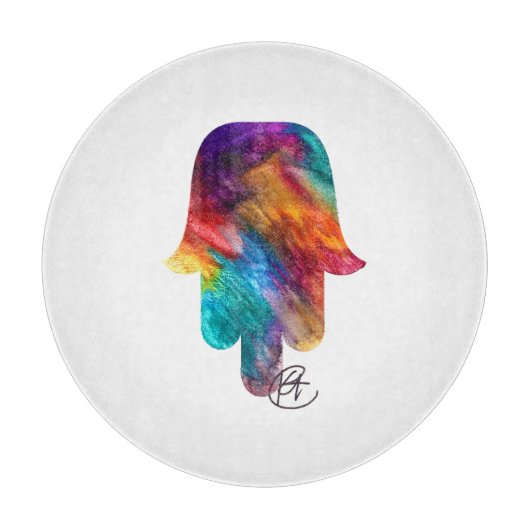 Watercolor Hamsa Art Schneidebrett (Vorderseite)