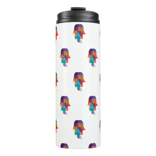 Watercolor Hamsa Art Thermosbecher (Vorderseite)