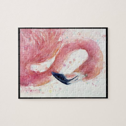 Watercolor Hand bemalt Flamingo Puzzle (Horizontal)