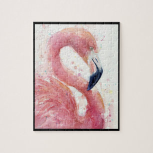 Watercolor Hand bemalt Flamingo Puzzle