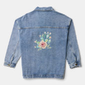 Watercolor Hand Draw Exotic Cacti With Flowers Jeansjacke (Rückseite)