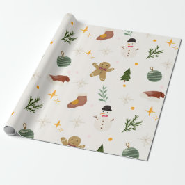 Watercolor Hand-Drawn Christmas Seamless Pattern  Geschenkpapier