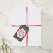 Watercolor Hand Drawn Red Bows Stripes Christmas Geschenkanhänger (Mit Garn)