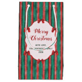 Watercolor Hand Drawn Red Bows Stripes Christmas Kleine Geschenktüte (Vorderseite)
