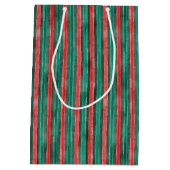 Watercolor Hand Drawn Red Bows Stripes Christmas Mittlere Geschenktüte (Rückseite)