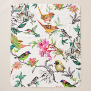 Watercolor hand drawn seamless pattern with tropic sherpadecke