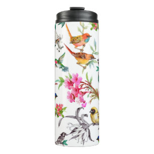 Watercolor hand drawn seamless pattern with tropic thermosbecher