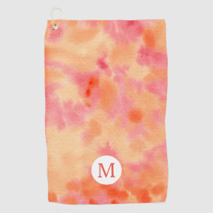Watercolor-handgemaltes orange rosa abstraktes golfhandtuch