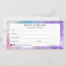 Watercolor Handmade Business Gem Herzgutschein