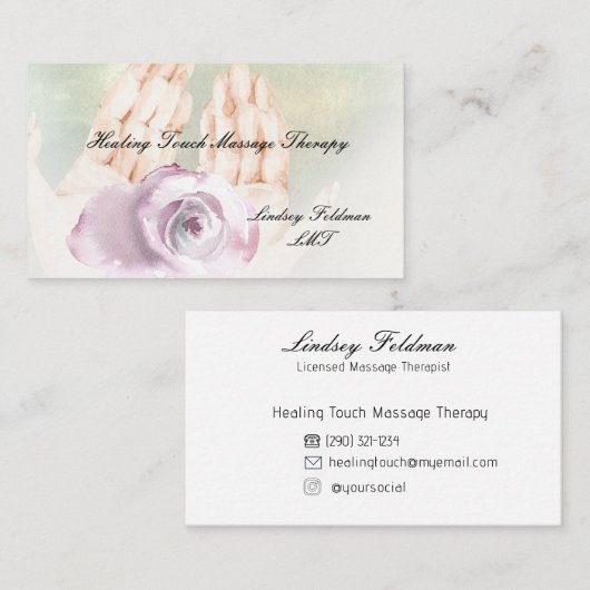 Watercolor Hands Massage Therapist Visitenkarte (Vorne/Hinten)