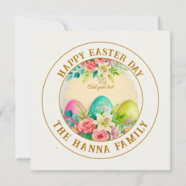 Watercolor Happy Easter Floral - Egg  Rose        Einladung