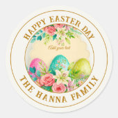 Watercolor Happy Easter Floral - Egg  Rose        Runder Aufkleber (Vorderseite)