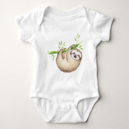 Watercolor Happy Sloth Baby Strampler