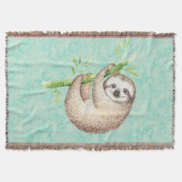 Watercolor Happy Sloth Decke