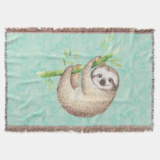 Watercolor Happy Sloth Decke (Vorderseite)