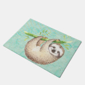 Watercolor Happy Sloth Fußmatte (Schrägansicht)