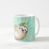 Watercolor Happy Sloth Kaffeetasse (VorderseiteRechts)