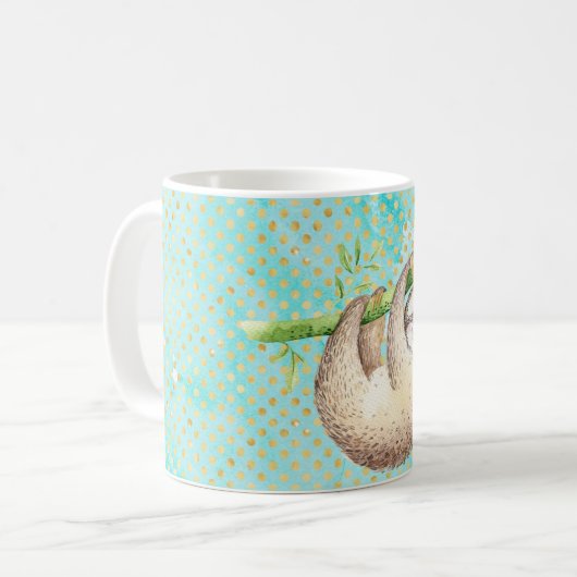 Watercolor Happy Sloth Kaffeetasse (Vorderseite Links)
