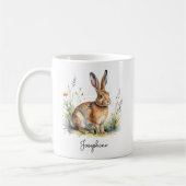 Watercolor Hare Country Wildlife Personalized Kaffeetasse (Links)