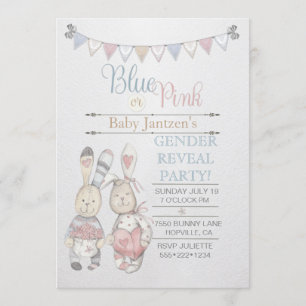 Watercolor-Hasen-Baby-Geschlechtsenthüllung Einladung