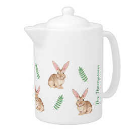 Watercolor-Hasen und Grün mit individuellem Namen