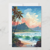 Watercolor Hawaii Hochzeit in Urlaubsort Einladung (Rückseite)
