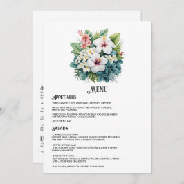 Watercolor Hawaii Hochzeit in Urlaubsort Menükarte