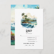 Watercolor Hawaii Hochzeit in Urlaubsort