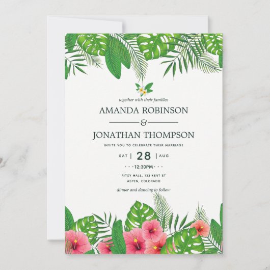 Watercolor Hawaiian Aloha Luau Einladung zur Hochz (Vorderseite)