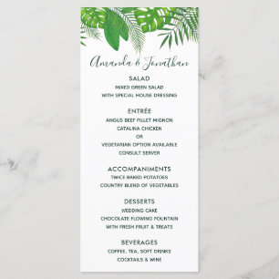 Watercolor Hawaiian Aloha Luau Wedding Menu Menükarte