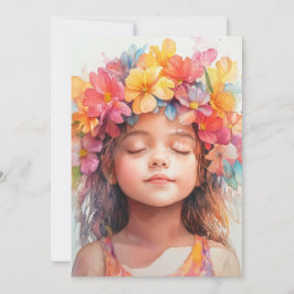 Watercolor Hawaiian Girl Bright Floral Crown Blank Feiertagskarte