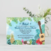 Watercolor Hawaiian Luau Party Einladung (Stehend Vorderseite)