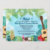 Watercolor Hawaiian Luau Party Einladung (Vorne/Hinten)