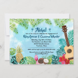 Watercolor Hawaiian Luau Party Einladung