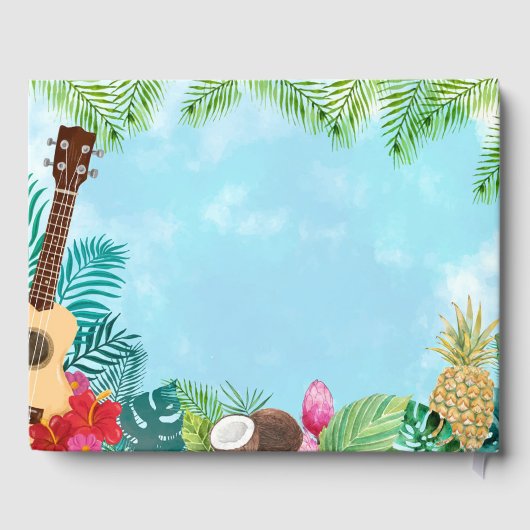 Watercolor Hawaiian Luau Party Gästebuch (Rückseite)