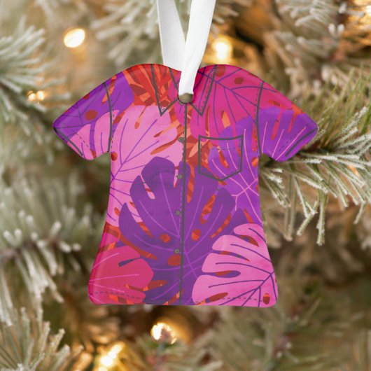 Watercolor Hawaiian Monstera Leaf Aloha Shirt Ornament (Baum)