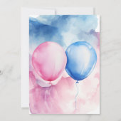 Watercolor He or She Balloon Gender Reveal Einladung (Rückseite)