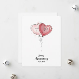 Watercolor Heart Anniversary Card Custom Couple Feiertagskarte