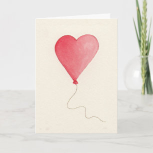 Watercolor Heart Balloon Valentine's Day Card Feiertagskarte