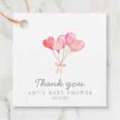 Watercolor Heart Balloons Girl Baby Dusche Danke Geschenkanhänger (Vorderseite)