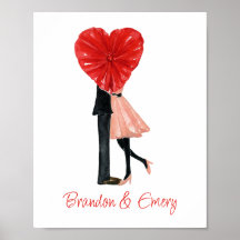 Watercolor Heart Fashion Girl Couple
