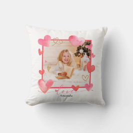 Watercolor Heart Frame Foto Valentine Kissen