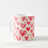 Watercolor Heart Pattern Collection Kaffeetasse (Vorderseite Links)